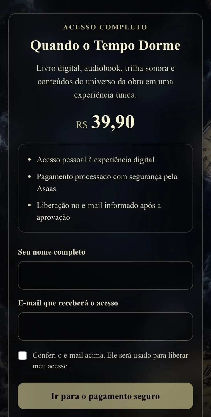 Tela de compra do acesso ao aplicativo