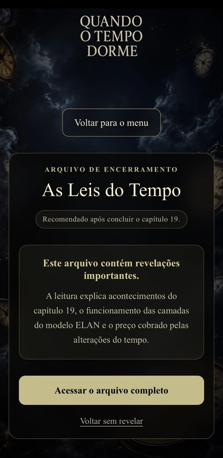 Aviso inicial das Leis do Tempo